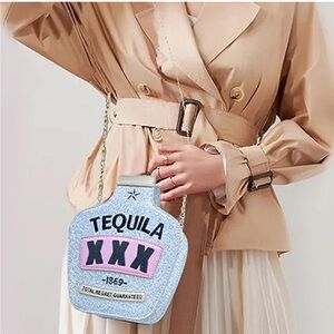 Stylish Silver and Pink Tequila Bag